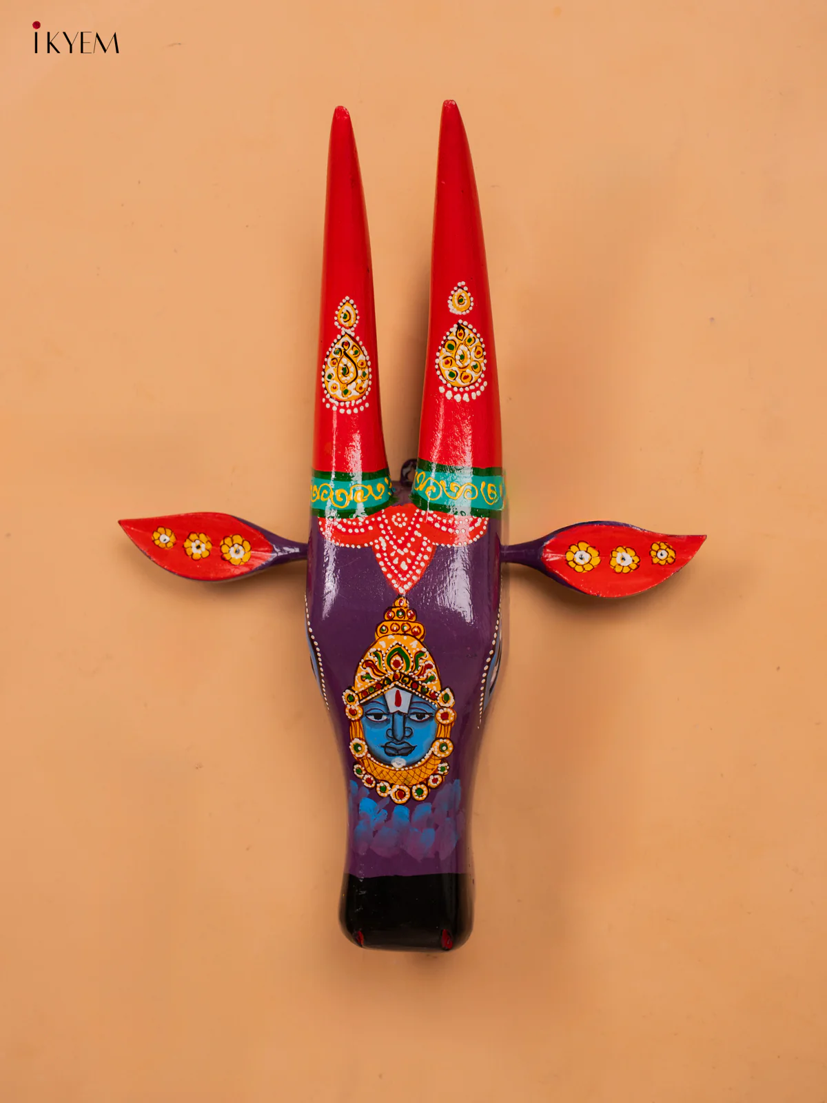 Hand Painted Cow Head - Violet - 6 inch - KC13111