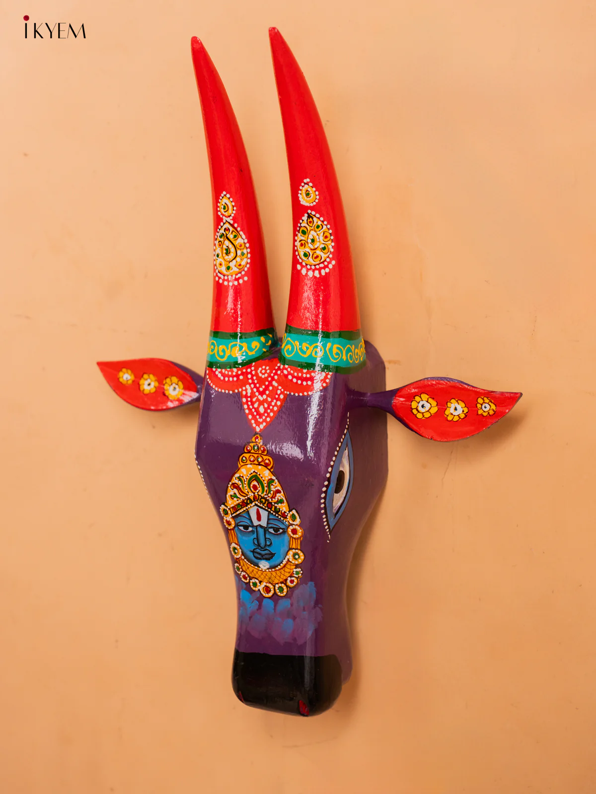 Hand Painted Cow Head - Violet - 6 inch - KC13111 - Image 3
