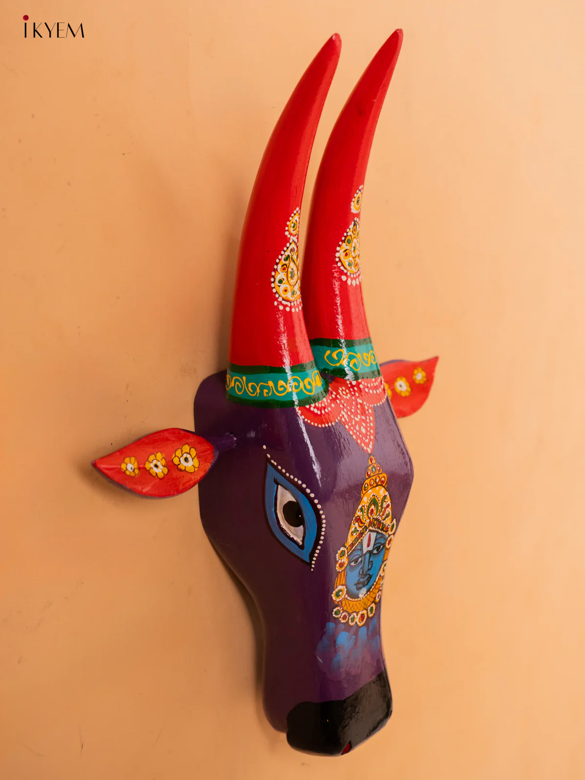 Hand Painted Cow Head - Violet - 6 inch - KC13111 - Image 4