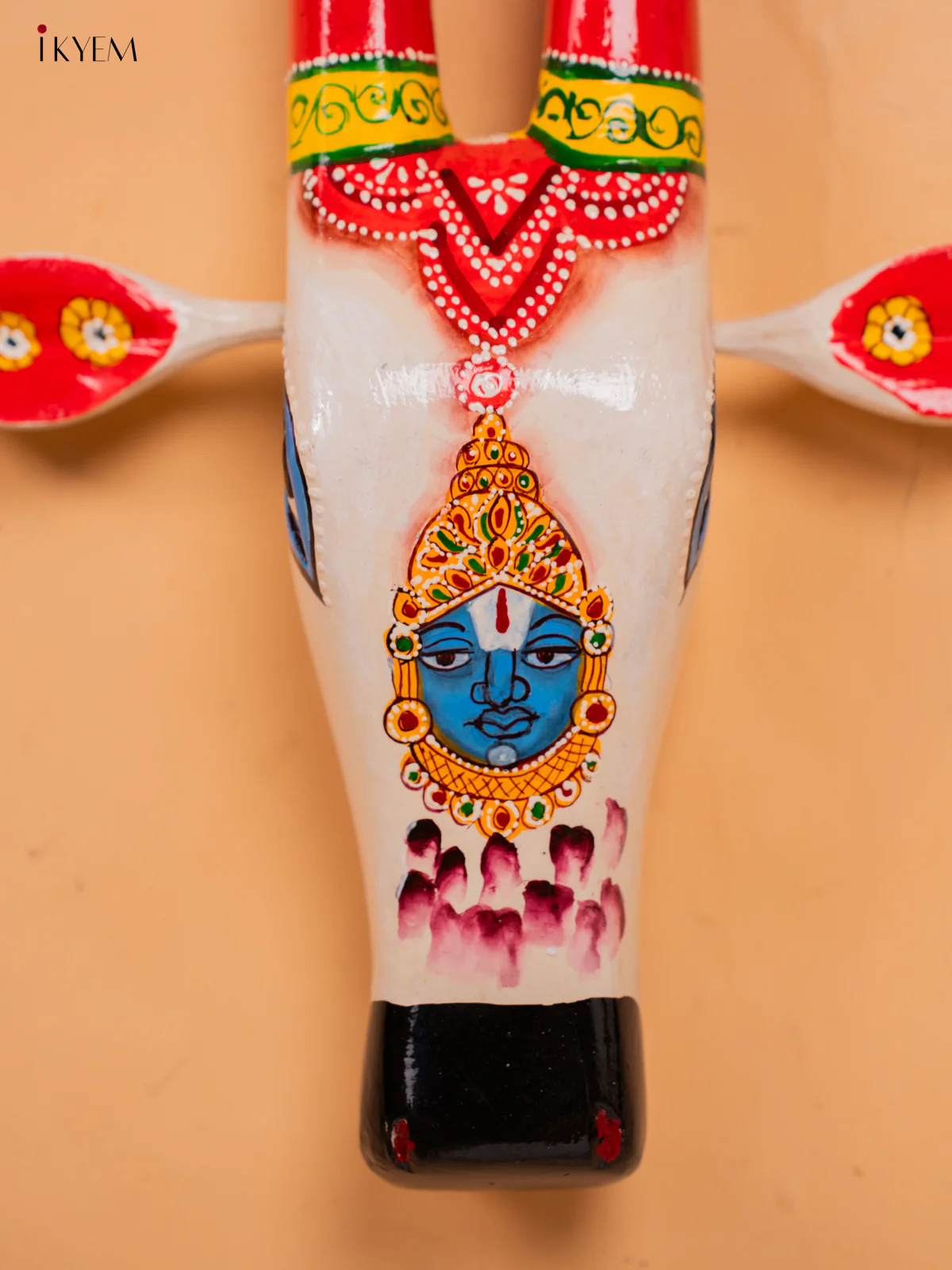 Hand Painted Cow Head white - Lord Balaji - 16 inch - KC13114 - Image 2