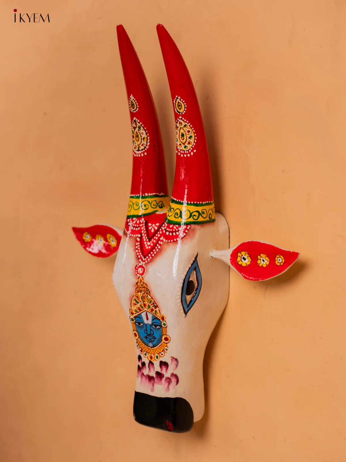 Hand Painted Cow Head white - Lord Balaji - 16 inch - KC13114 - Image 3
