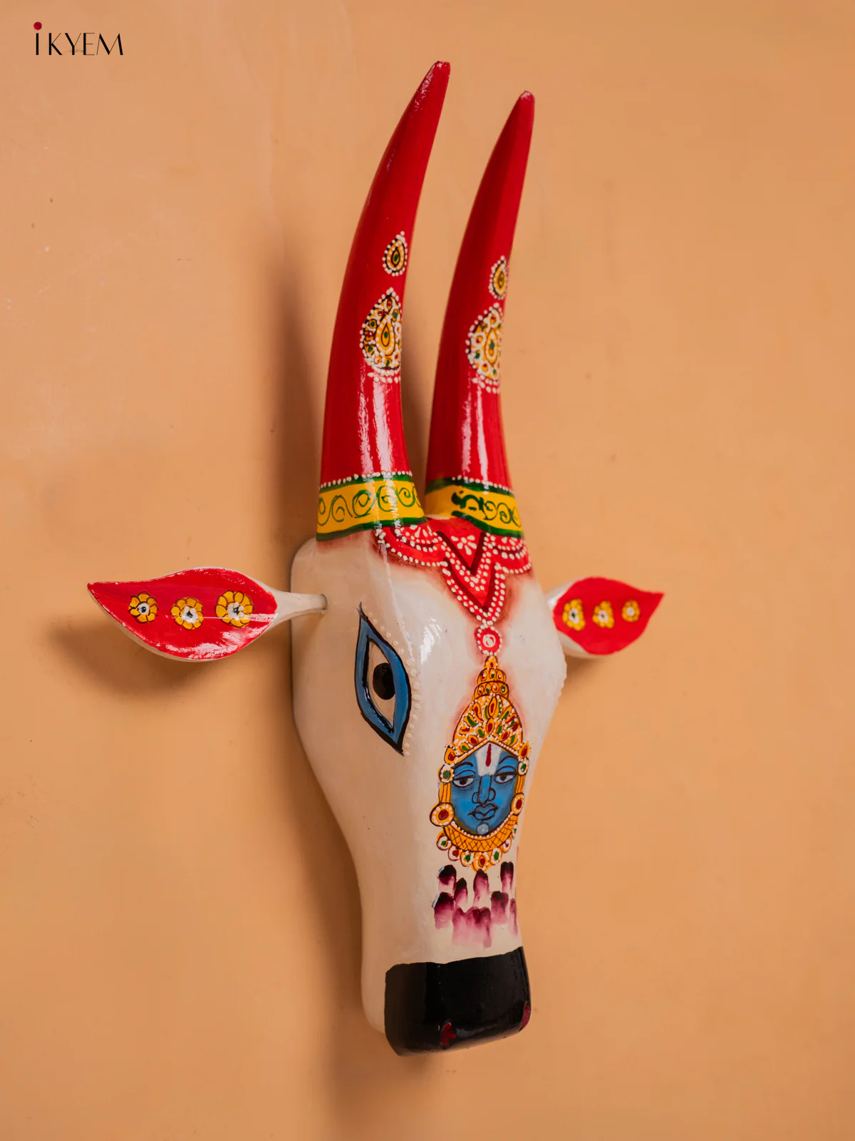 Hand Painted Cow Head white - Lord Balaji - 16 inch - KC13114 - Image 4