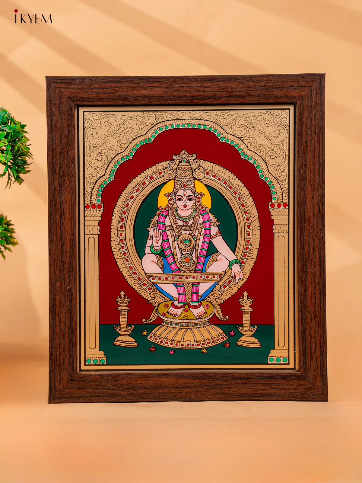 Reverse Glass Painted Photo Frame - Lord Ayyappan - (10x12) - KC17114