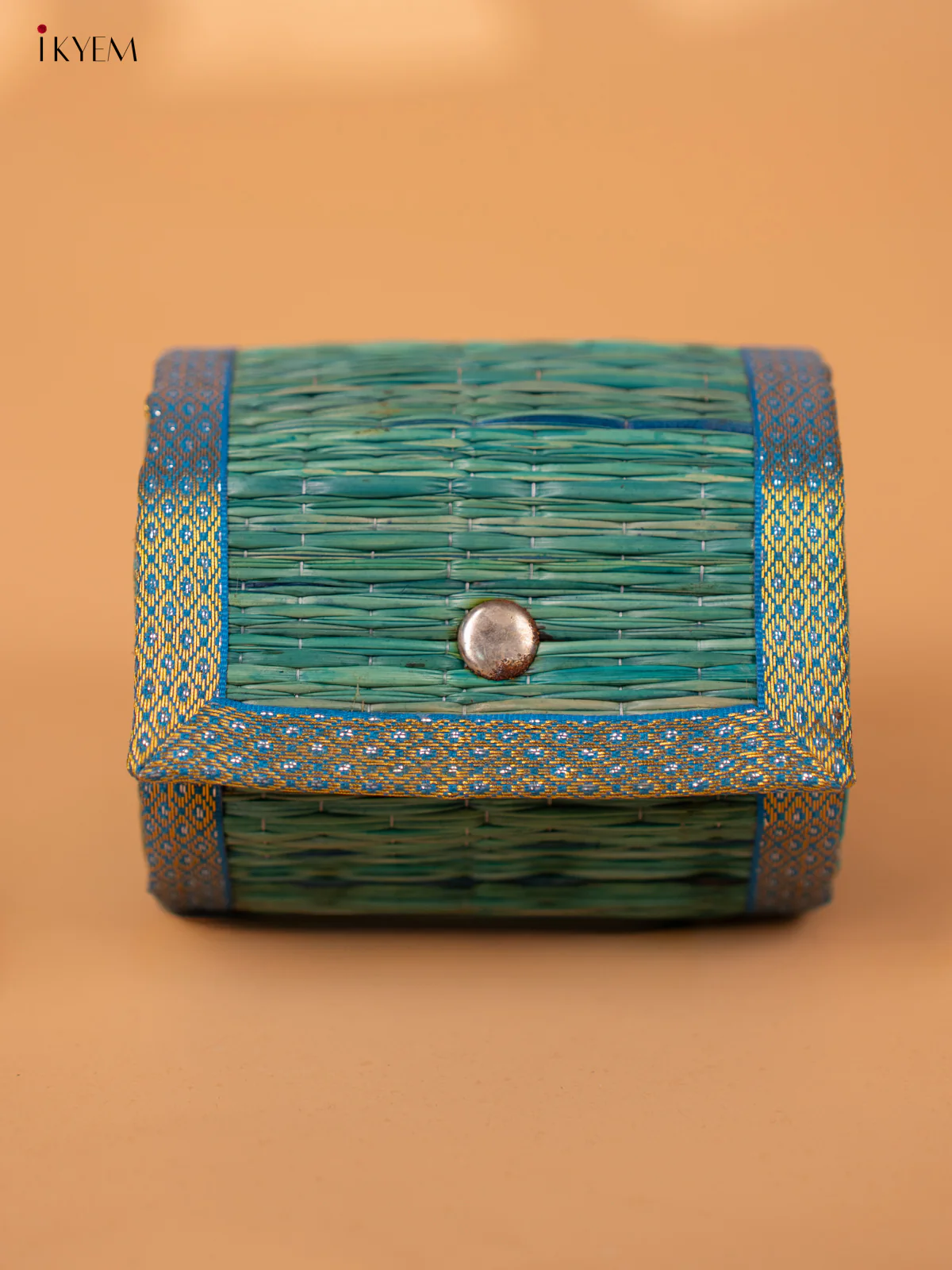 Half Raw Silk with korai Round Bangle box - Sky blue -KC20131