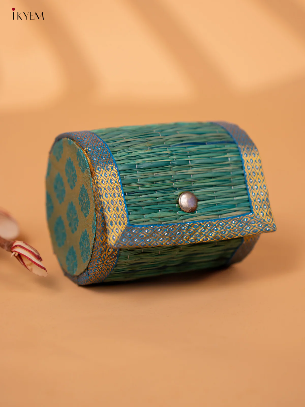 Half Raw Silk with korai Round Bangle box - Sky blue -KC20131 - Image 4