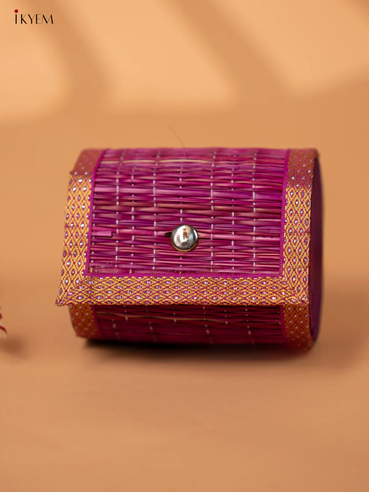 Half Raw Silk with korai Round bangle box - Violet -KC20133