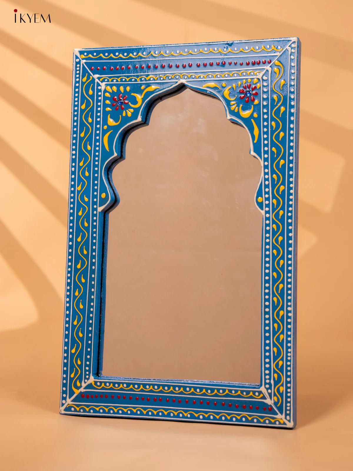 Wooden hand Painted Jharokha Mirror - Small - blue-KC20155 - Image 2