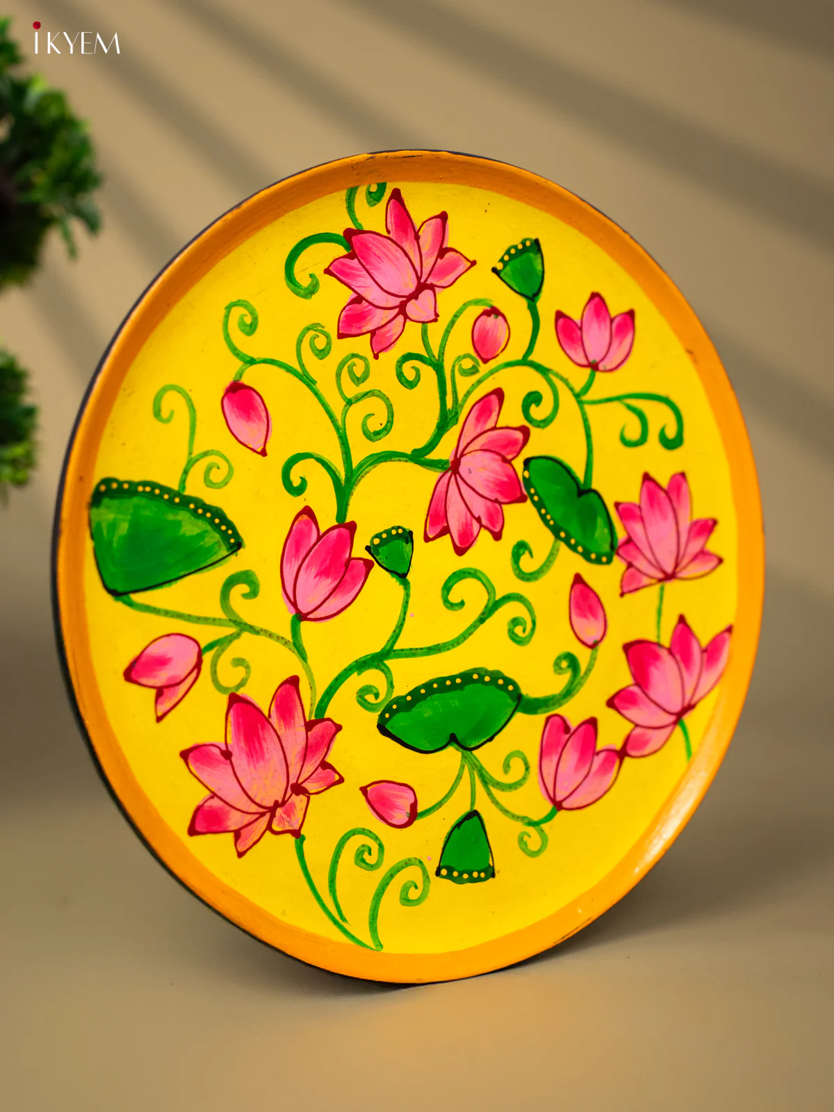 Wooden Hand painted Wall hanging plate - Pichwai Yellow-KC22139 - Image 2