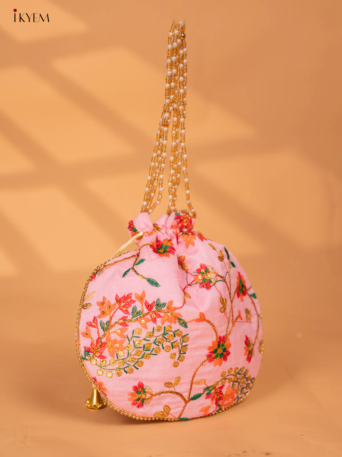 Designer Embroidered Potli Bag - Pink- KC24112 - Image 2