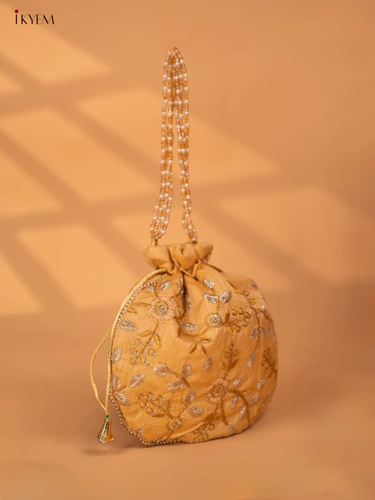 Designer Embroidered Potli Bag - Sandal - KC24113 - Image 2