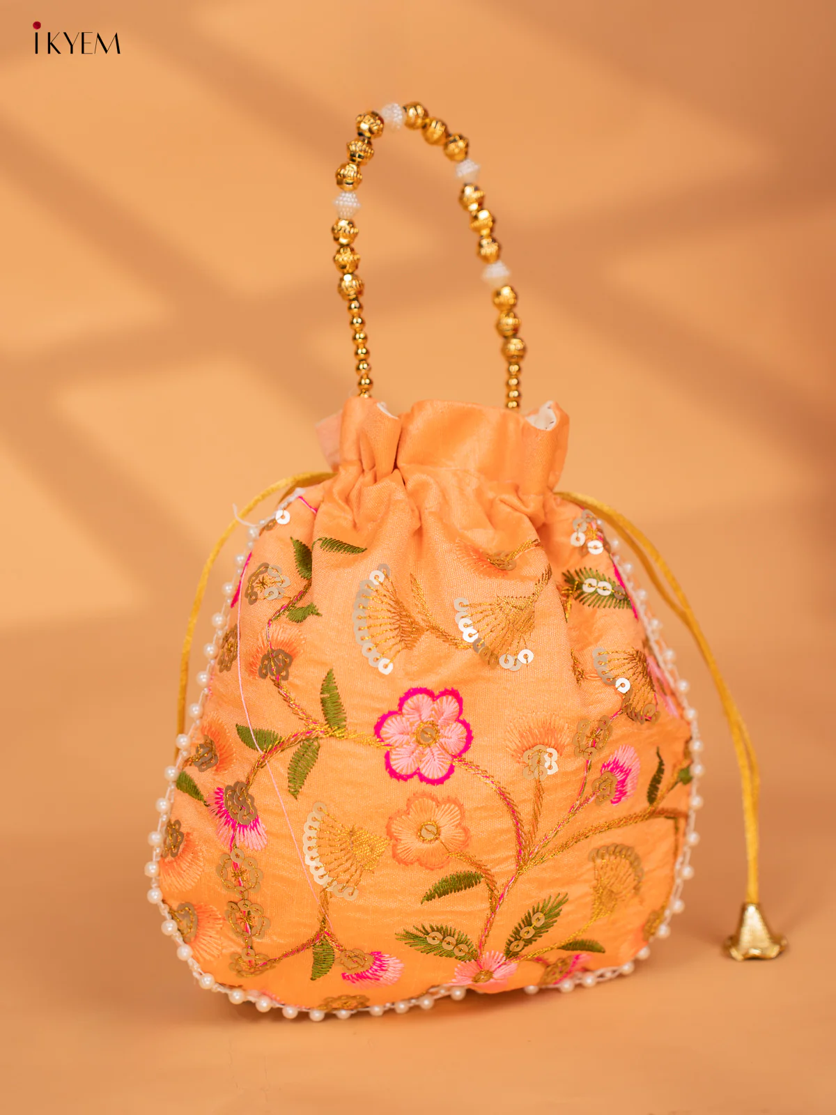 Designer Floral Embroidered Potli Bag - KC28111 - Image 5