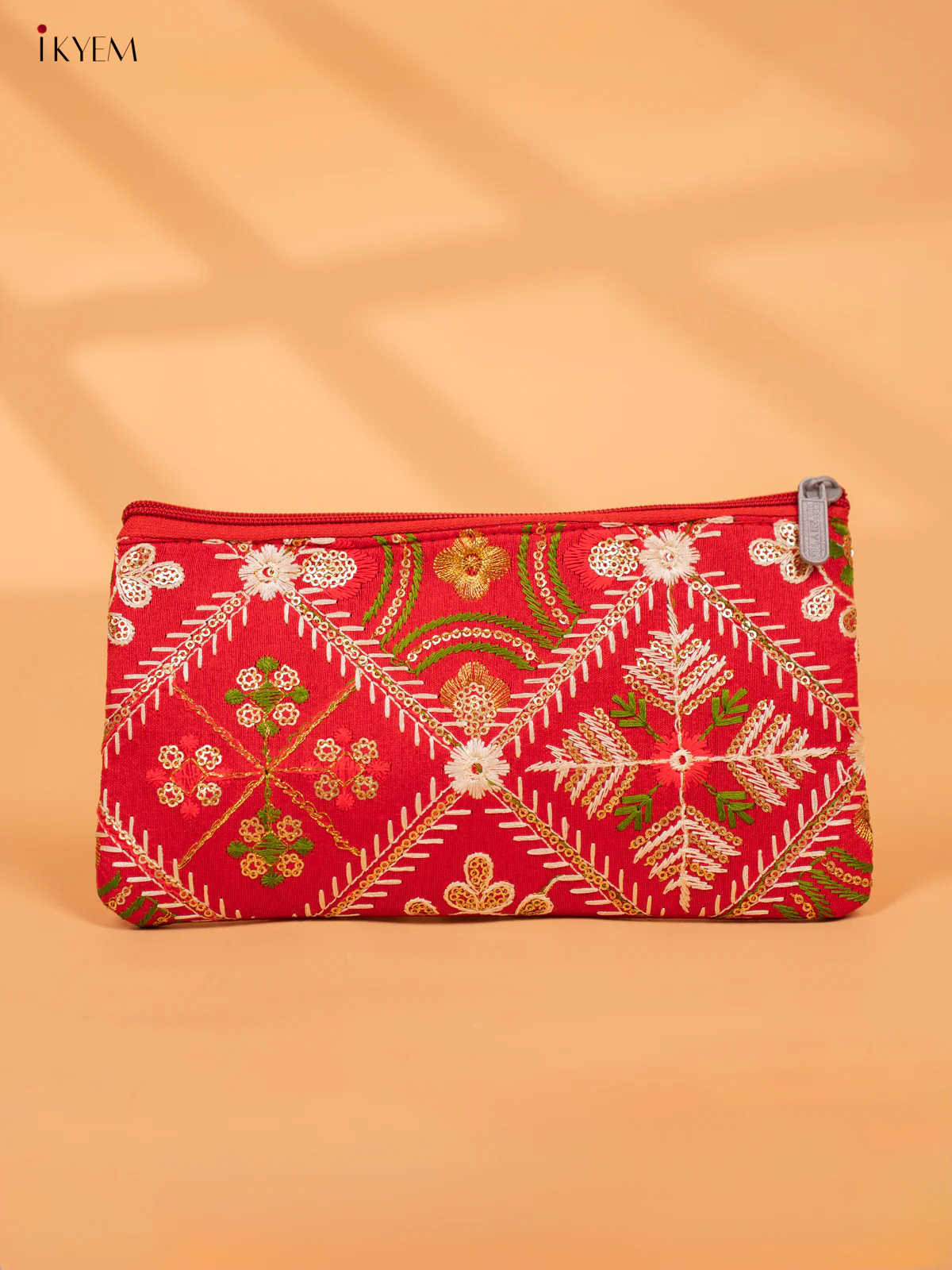 Designer Embroidered Pouch with zipper - KC28120