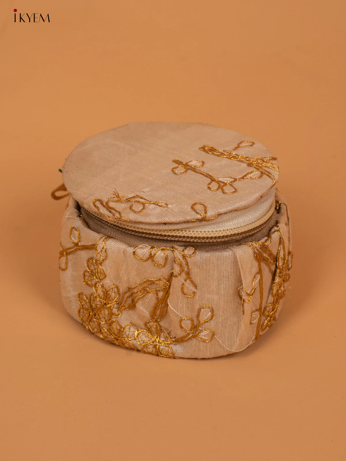Golden Zari Embroidered Bangle Box - KC29114 - Image 11