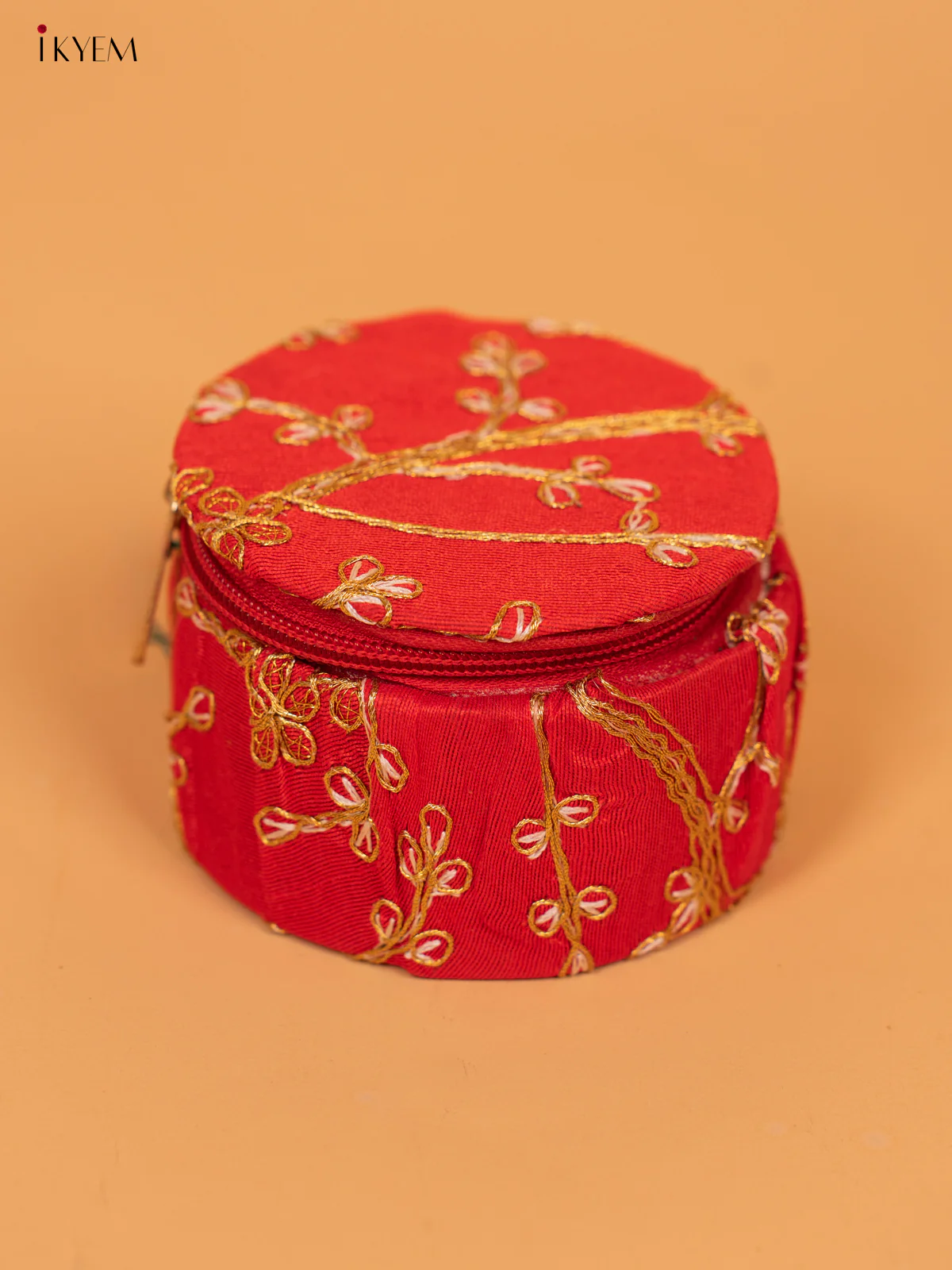 Golden Zari Embroidered Bangle Box - KC29114 - Image 3