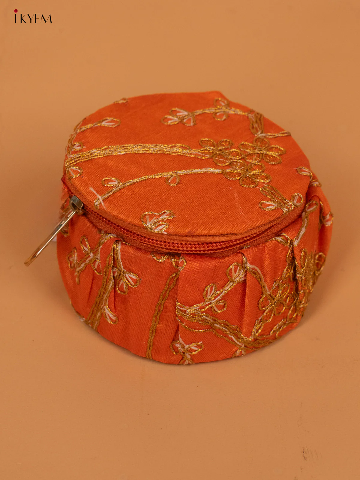 Golden Zari Embroidered Bangle Box - KC29114 - Image 4