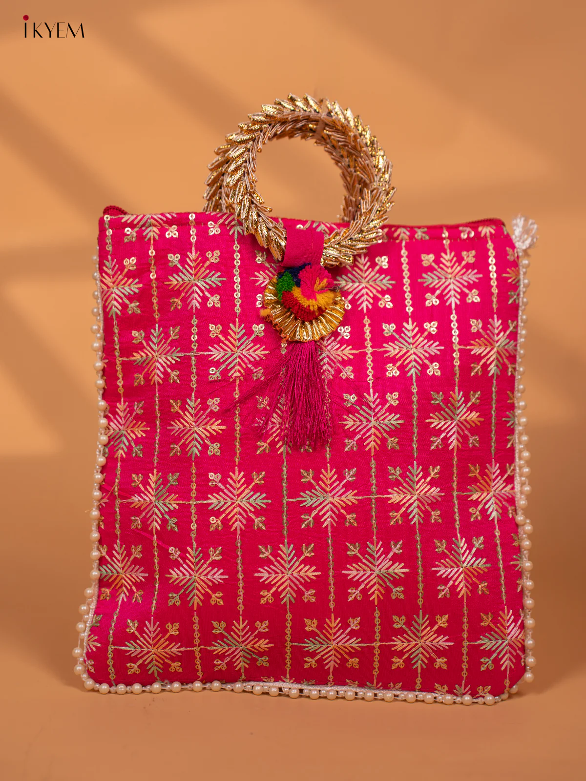 Designer Embroidered Potli Bag with Bangle Handle - KC29122