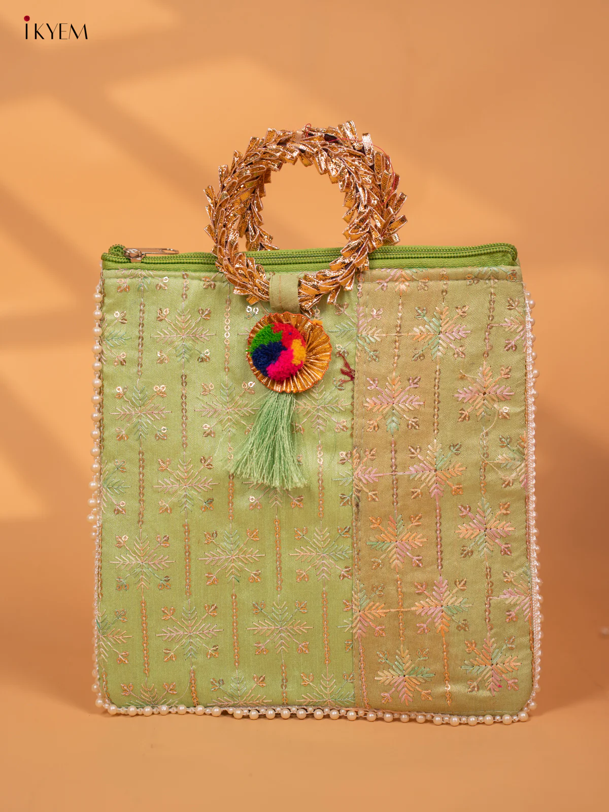 Designer Embroidered Potli Bag with Bangle Handle - KC29122 - Image 3