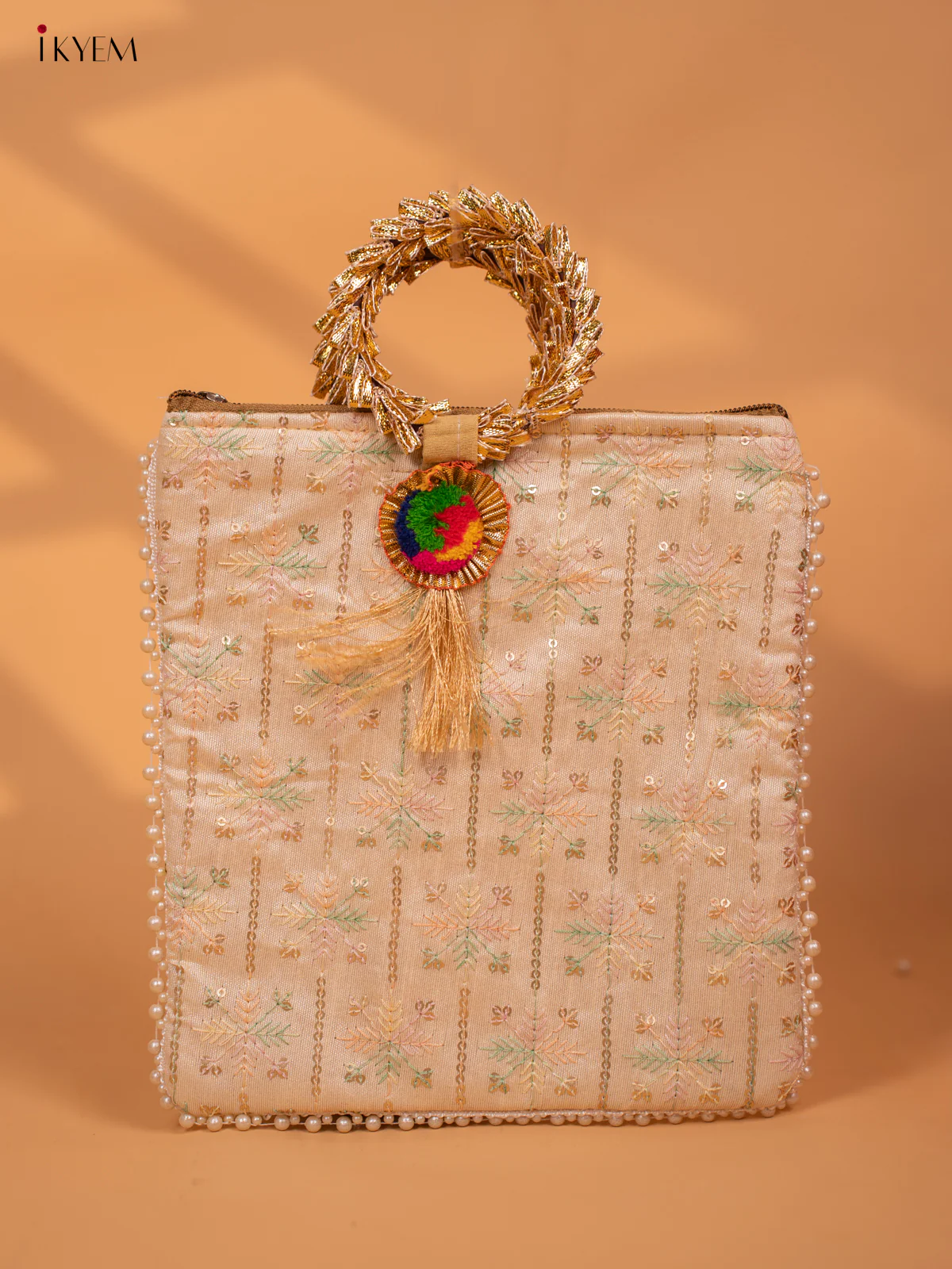 Designer Embroidered Potli Bag with Bangle Handle - KC29122 - Image 4