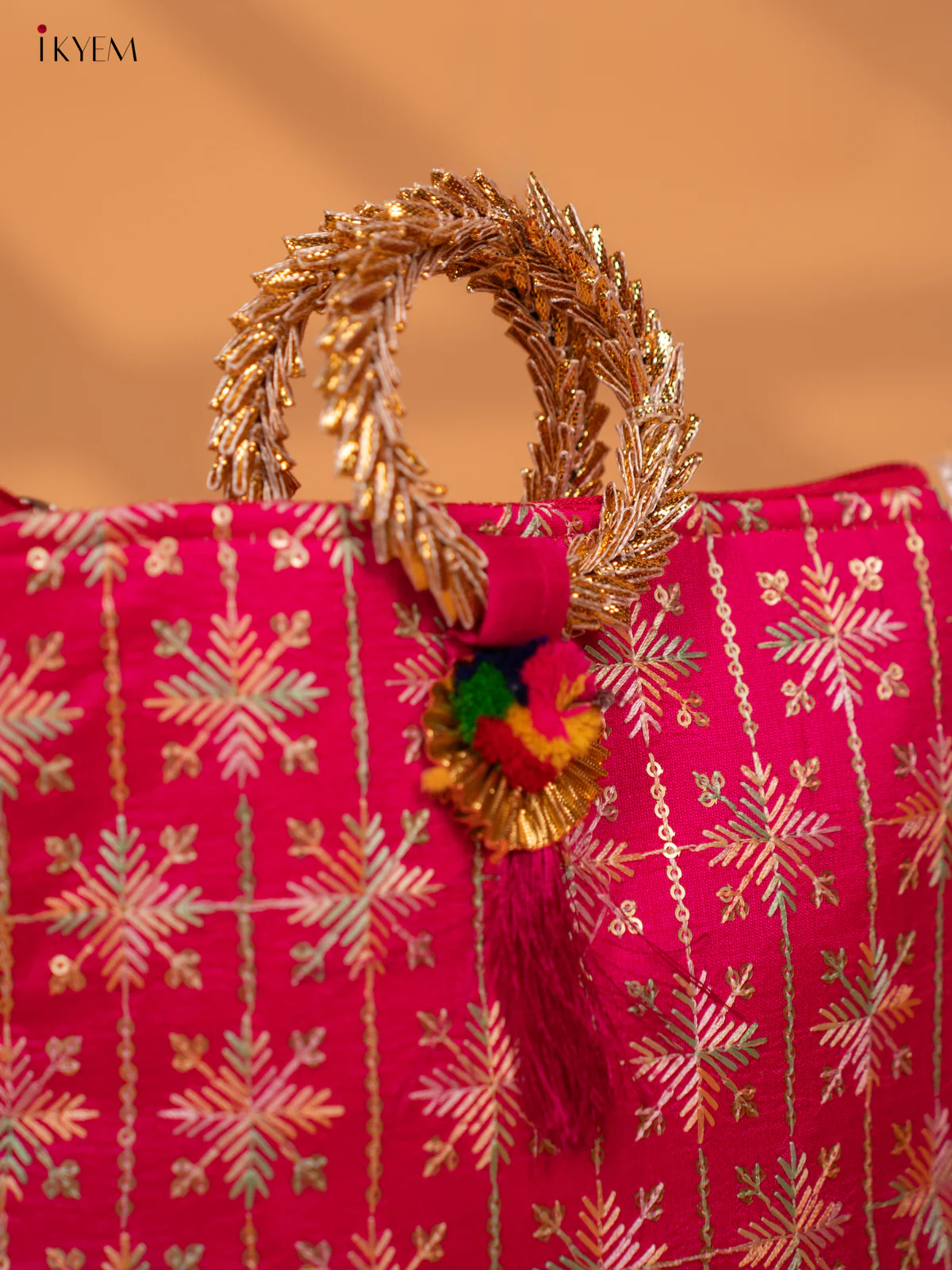 Designer Embroidered Potli Bag with Bangle Handle - KC29122 - Image 6