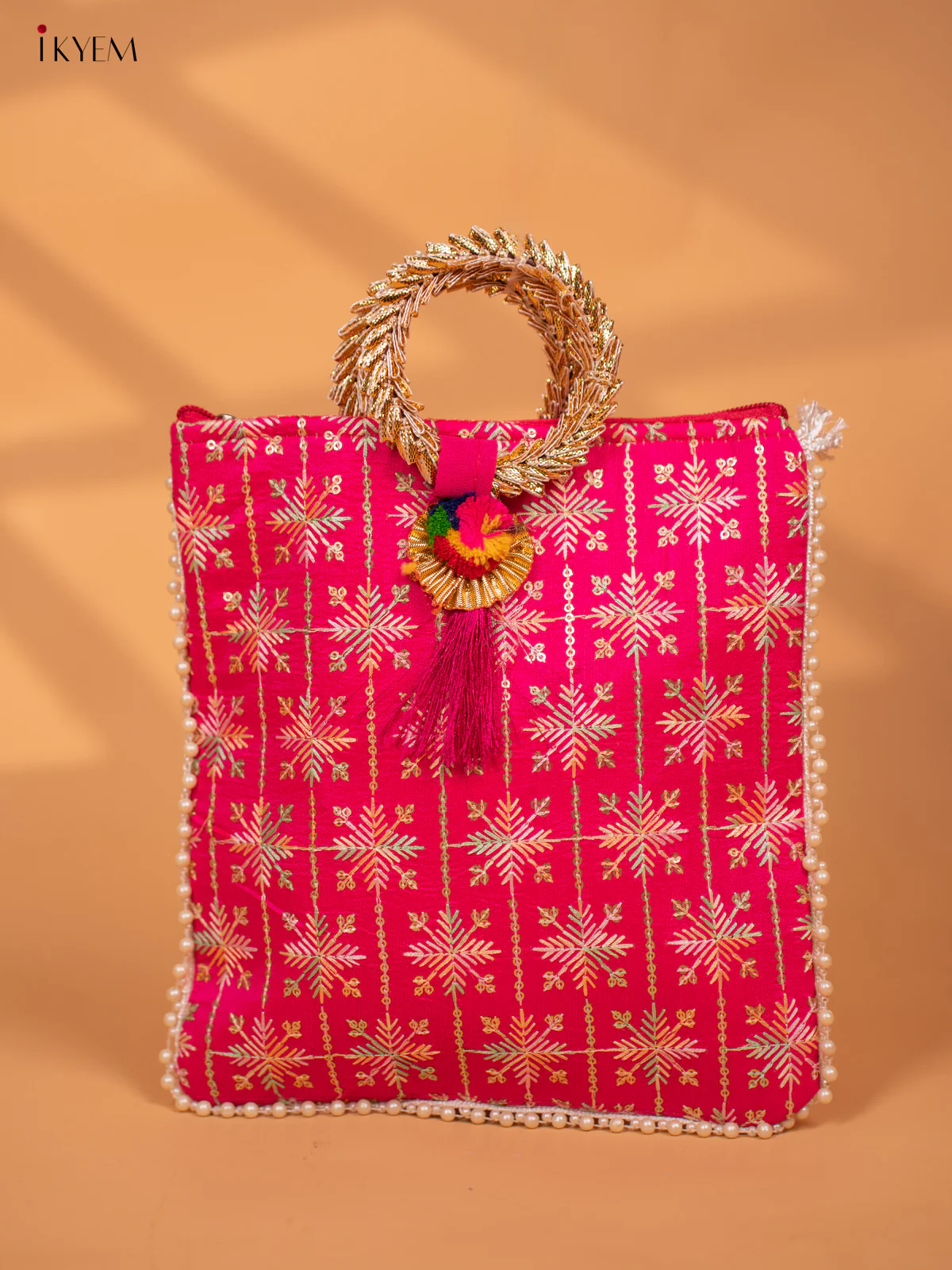 Designer Embroidered Potli Bag with Bangle Handle - KC29122 - Image 7