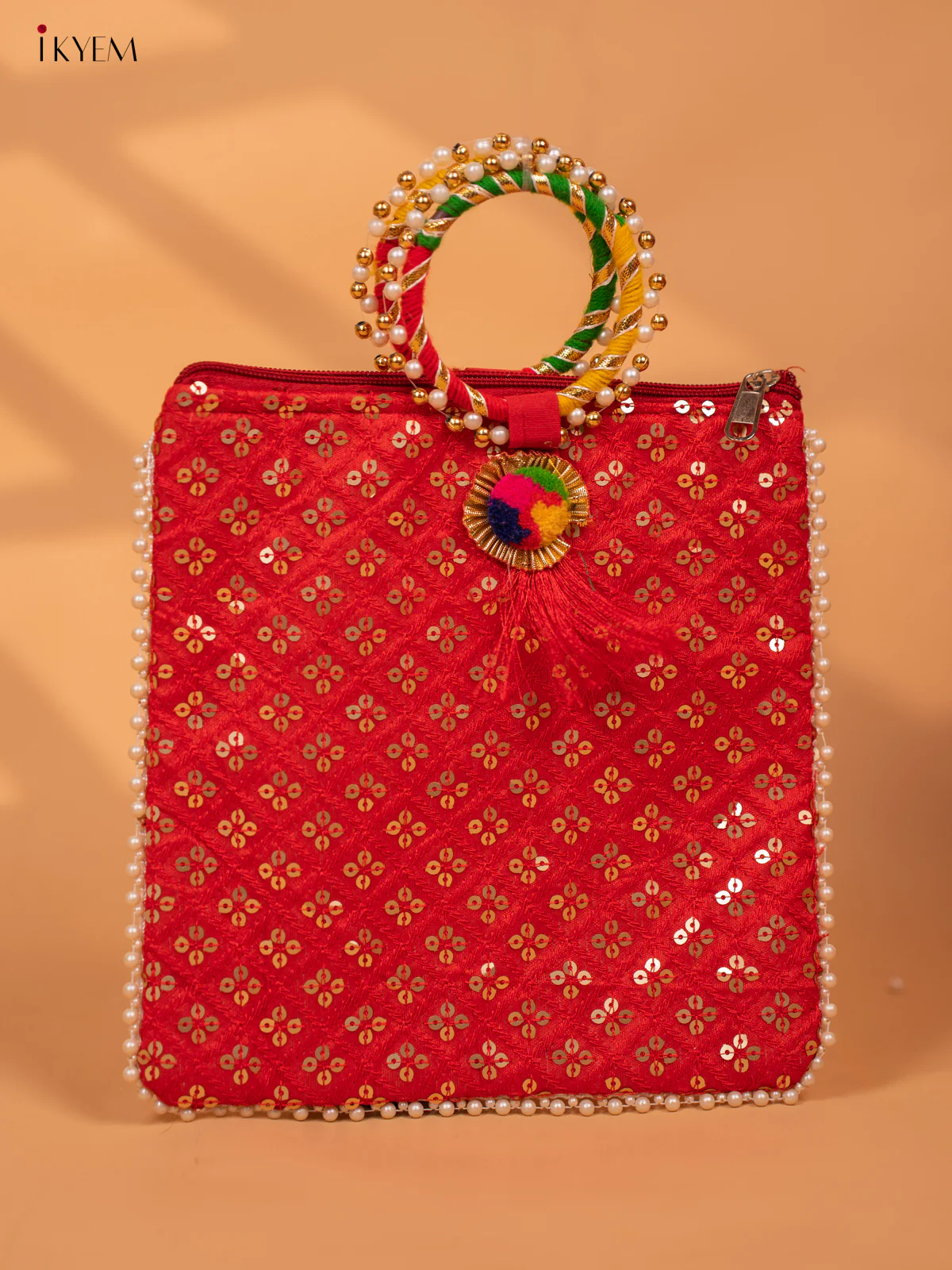 Potli bag with gold zari work-KC29128 - Image 5