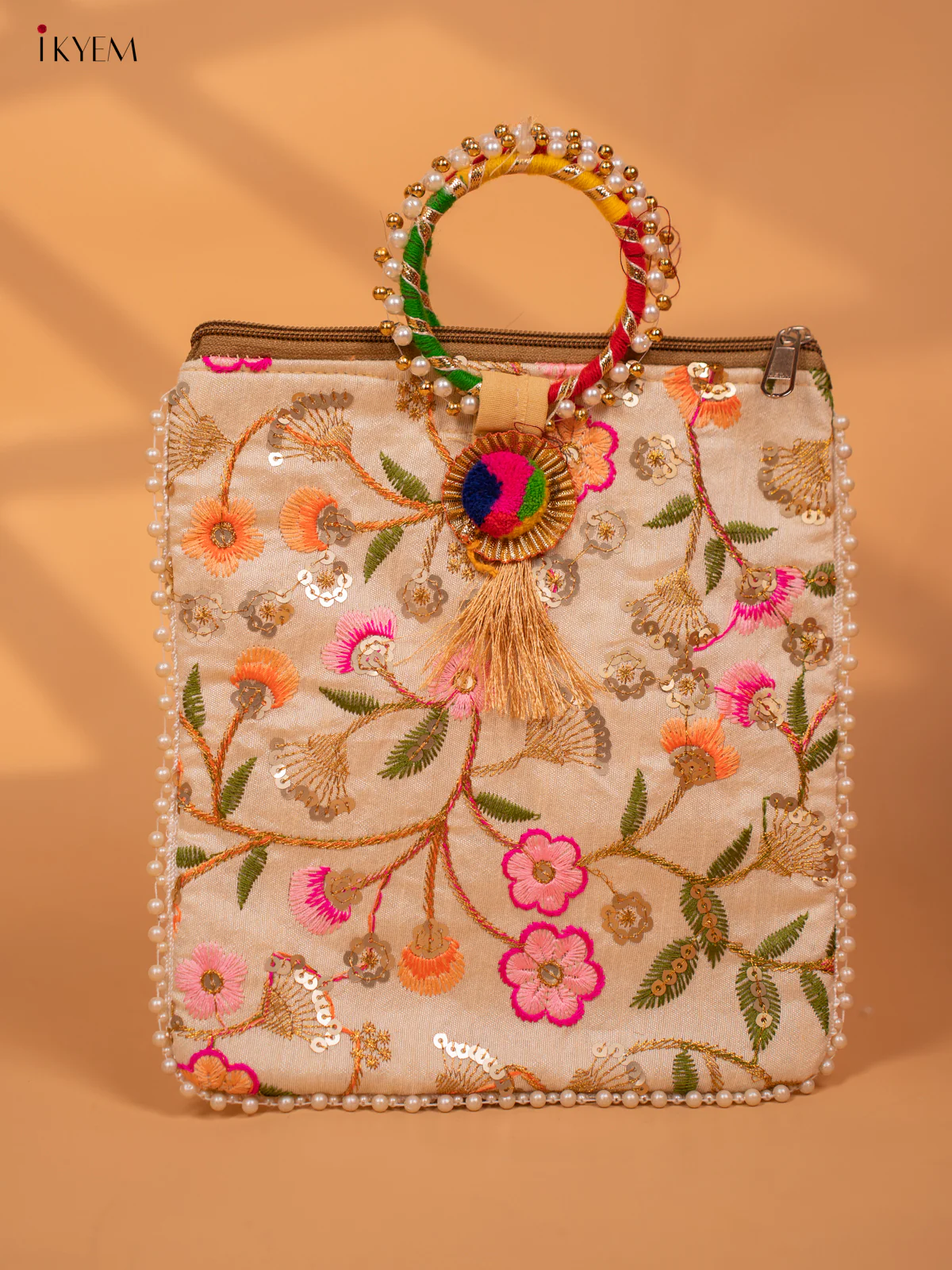 Potli bag with gold zari work-KC29128 - Image 7
