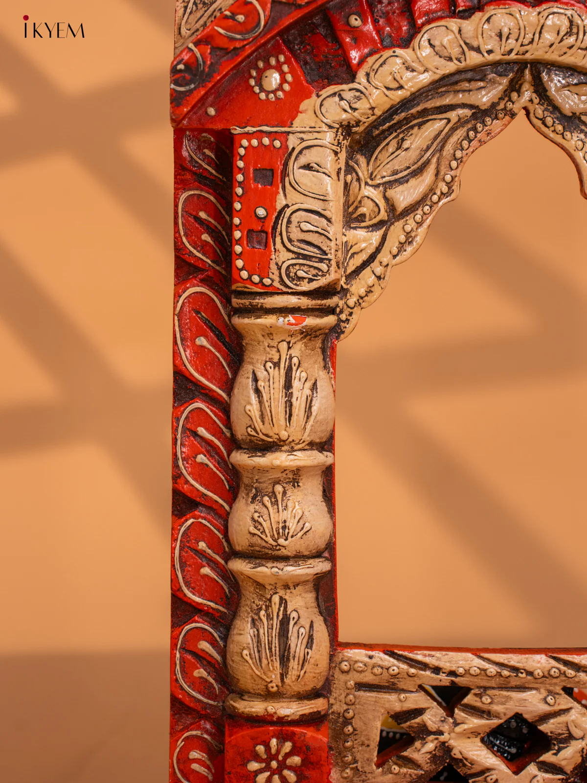 Wooden Hand Painted Jharokha - Medium-KC29132 - Image 4