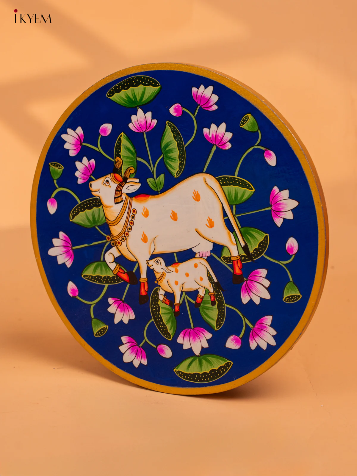 Wooden Hand painted Wall hanging plates - Cow & calf -KC29133 - Image 2