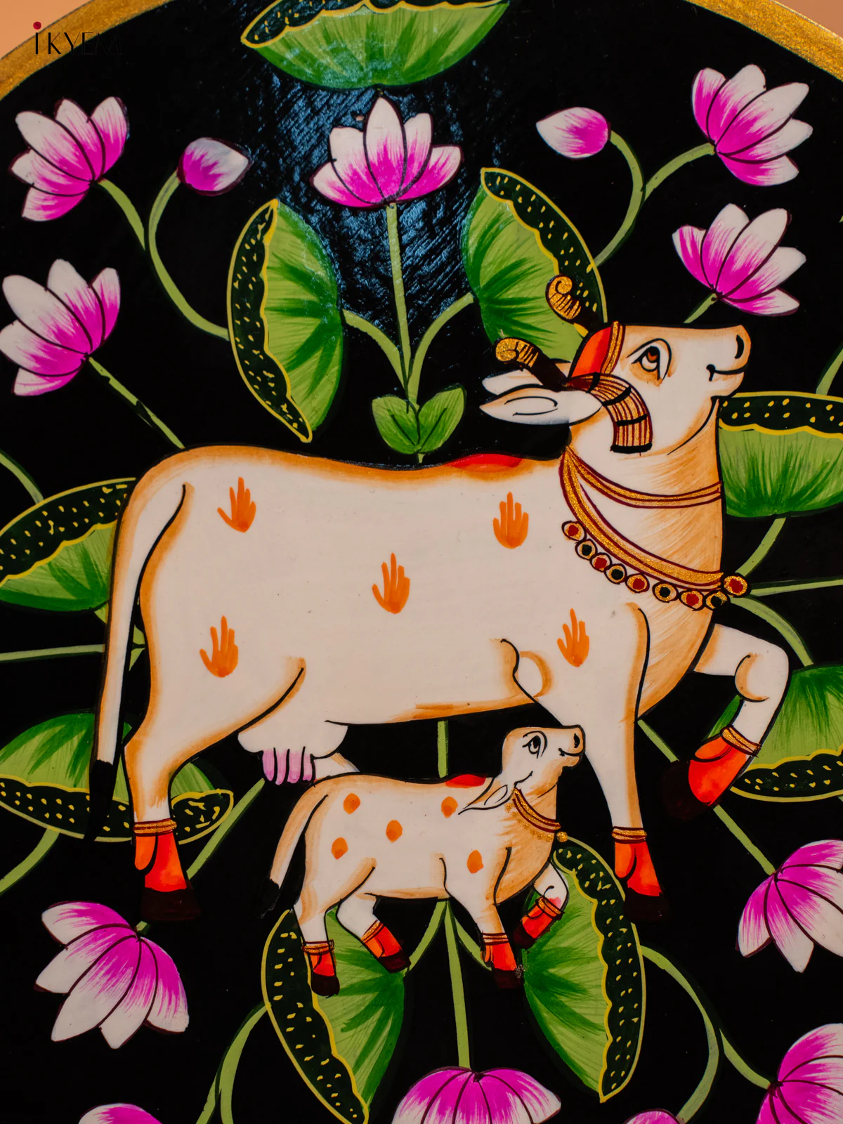 Wooden Hand painted Wall hanging plates - Cow & calf -KC29135 - Image 3