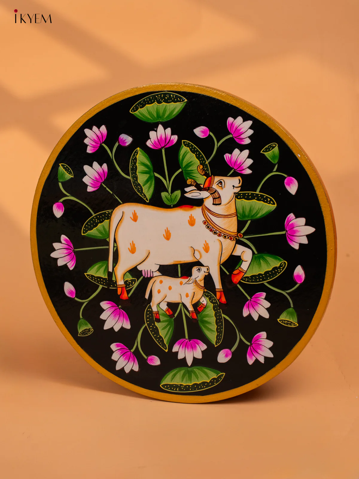 Wooden Hand painted Wall hanging plates - Cow & calf -KC29135 - Image 4