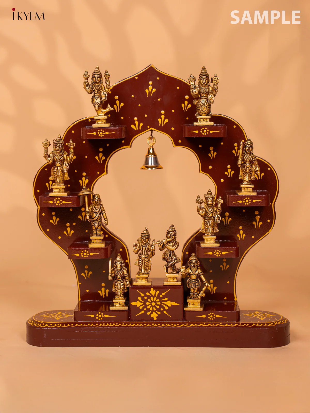 Arch Wooden Hand Painted Wall Shelf - Maroon - KD01119 - Image 2