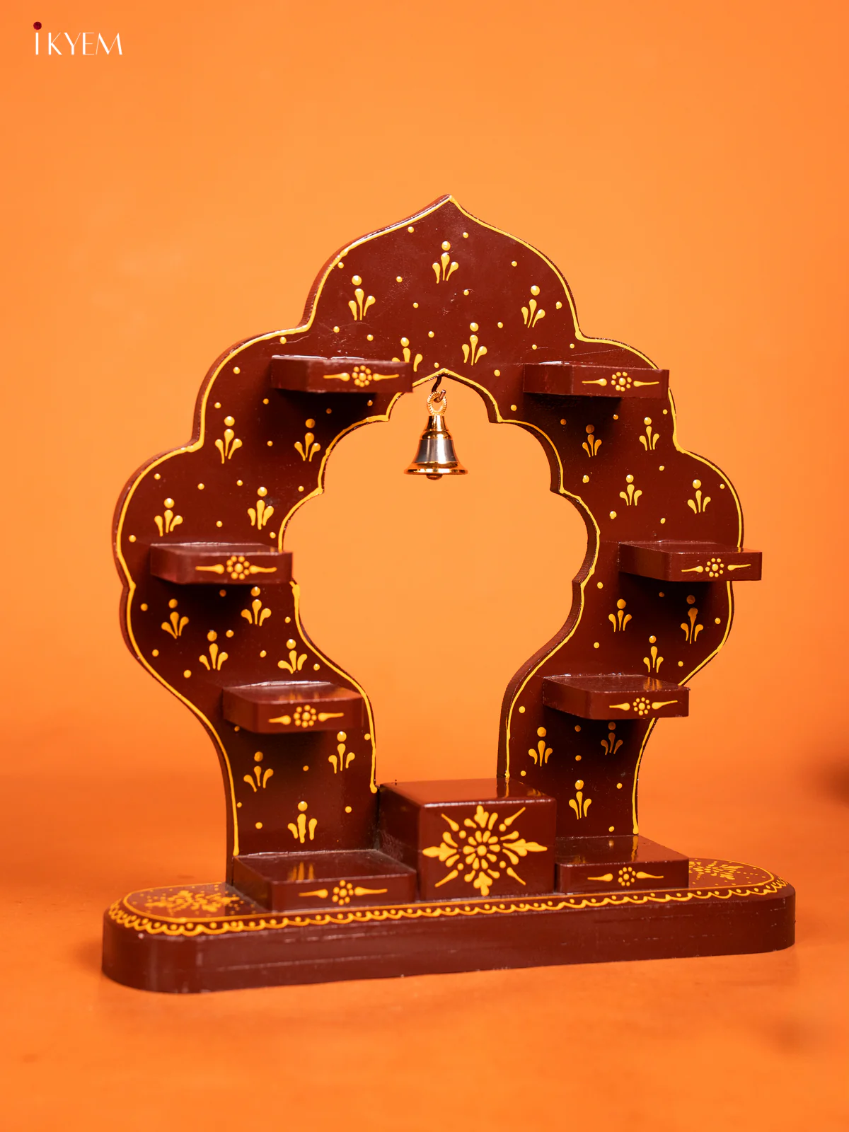 Arch Wooden Hand Painted Wall Shelf - Maroon - KD01119 - Image 3