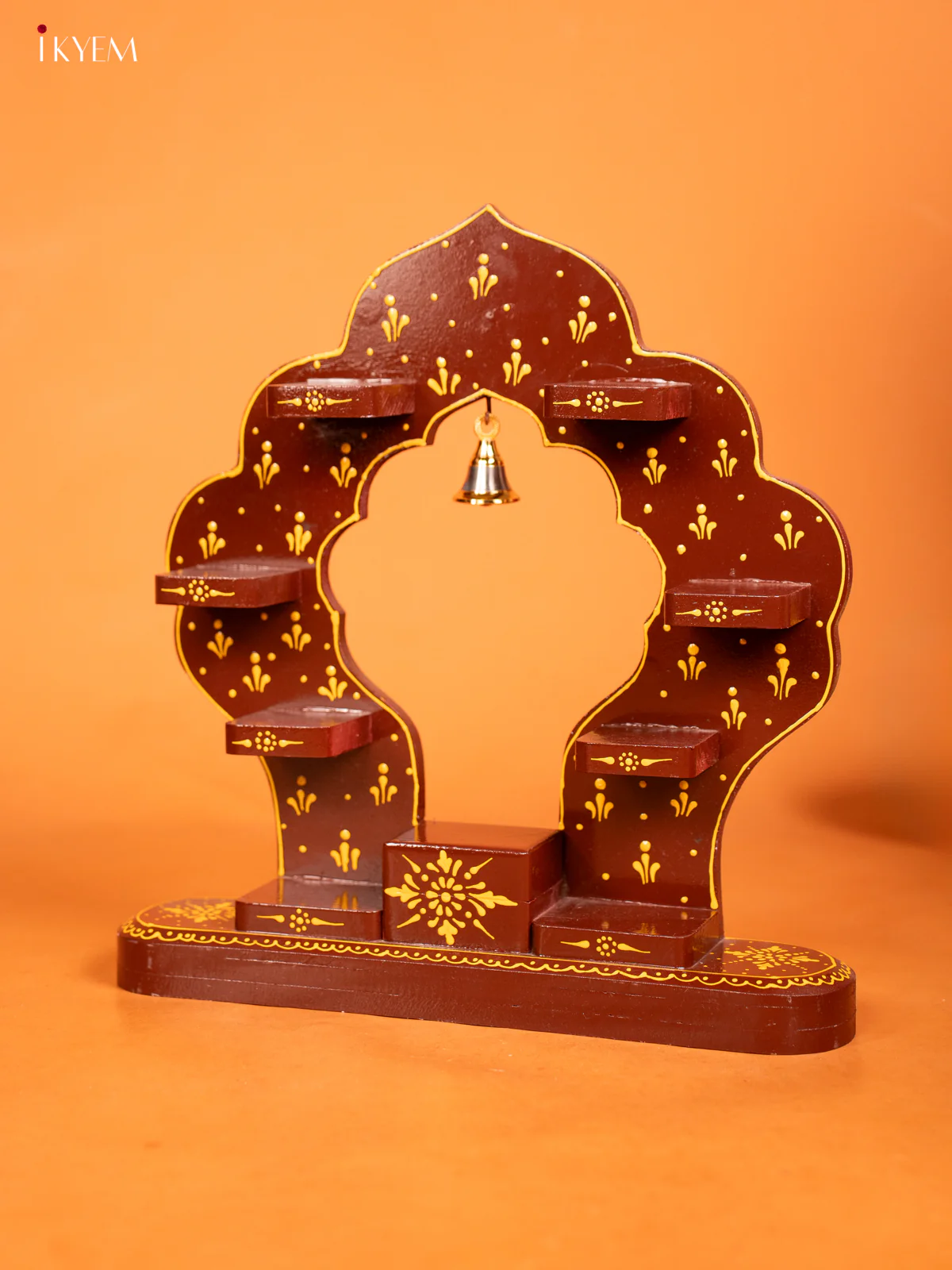 Arch Wooden Hand Painted Wall Shelf - Maroon - KD01119 - Image 4