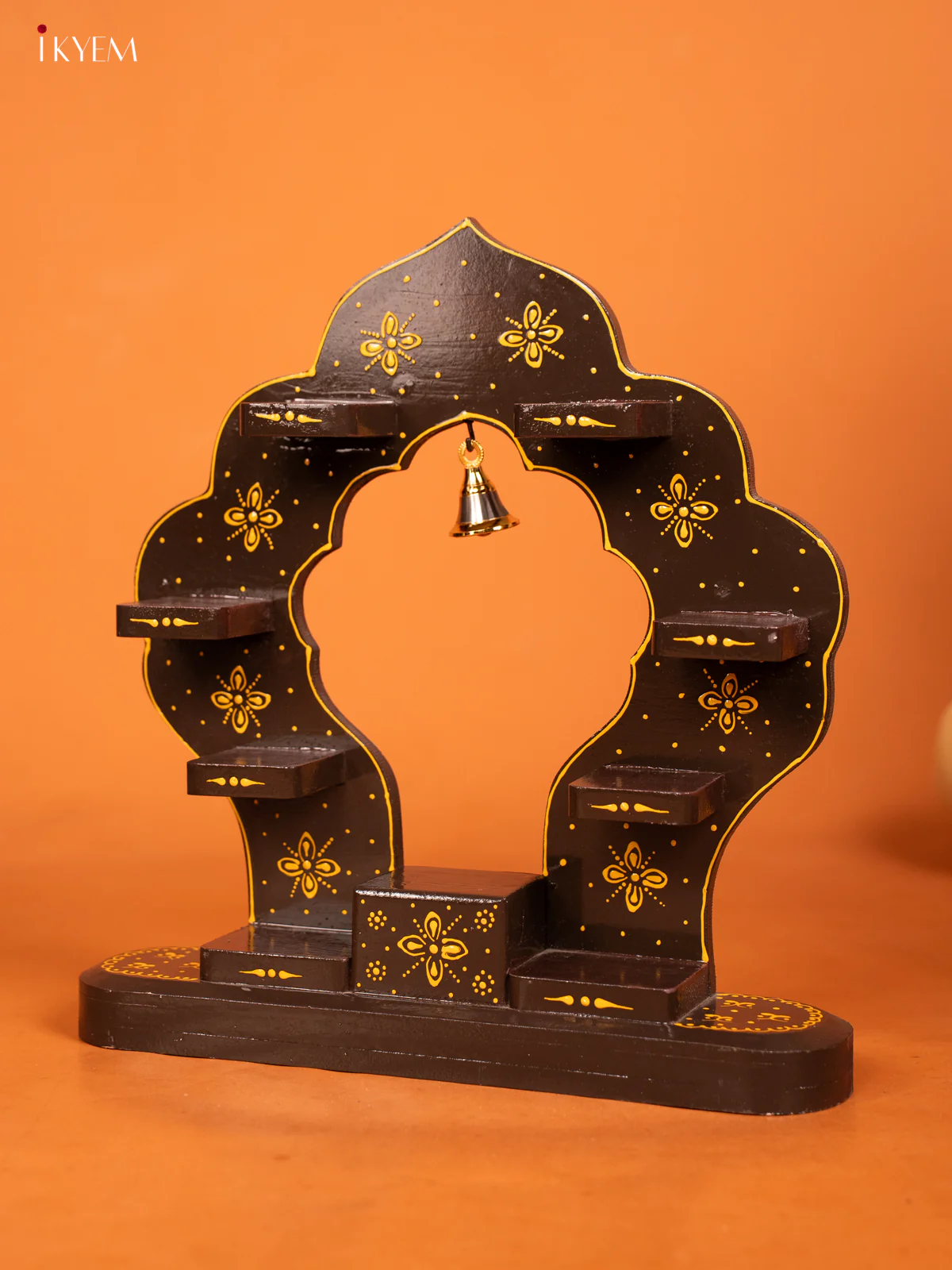 Arch Wooden Hand Painted Wall Shelf - Brown - KD01120
