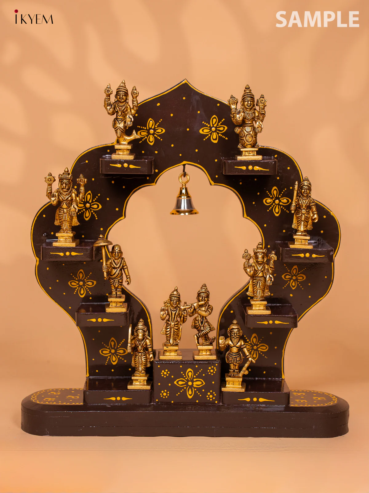 Arch Wooden Hand Painted Wall Shelf - Brown - KD01120 - Image 2