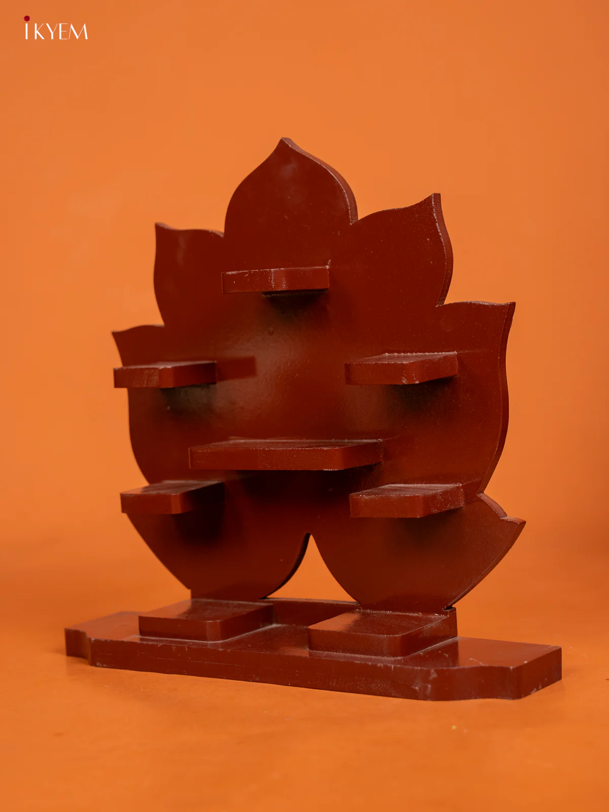 Lotus Wooden Wall Shelf - Maroon - KD01124 - Image 3