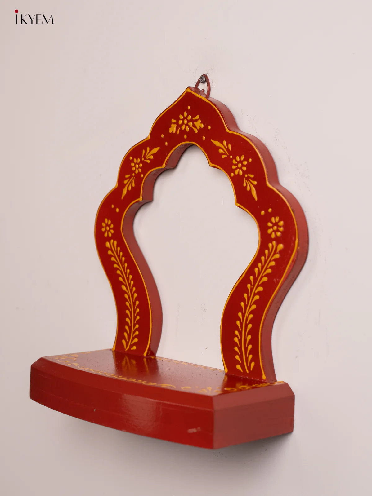 Arch Wooden Hand-Painted Wall Shelf - Maroon - 10 Inches - KD01126 - Image 2