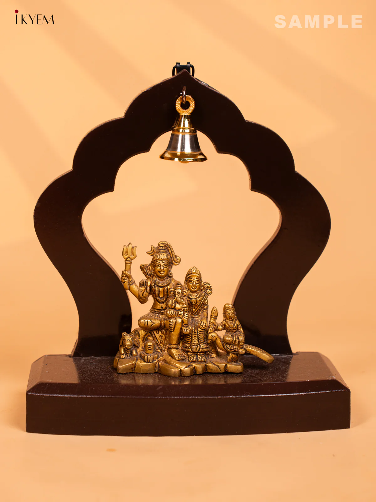 Small arch wooden wall frame with bell - Brown - KD01129 - Image 3