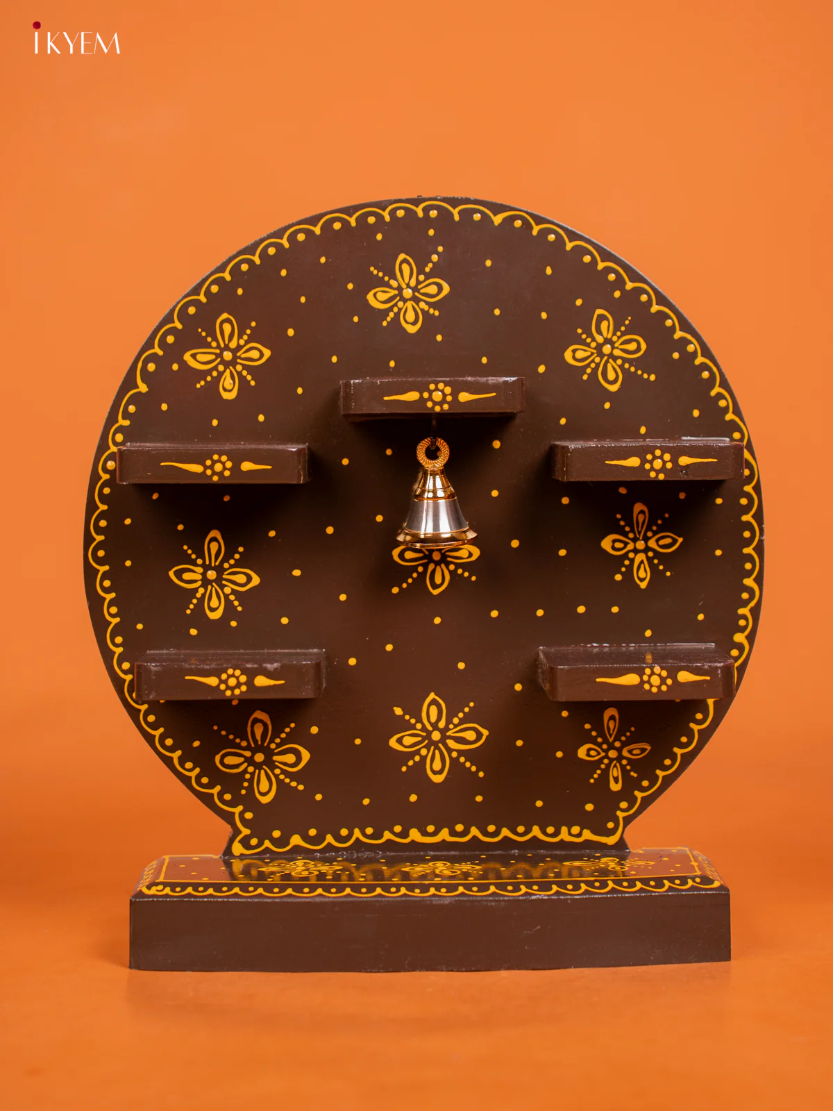WOODEN Hand Painted ROUND SHELF -Brown - KD01134