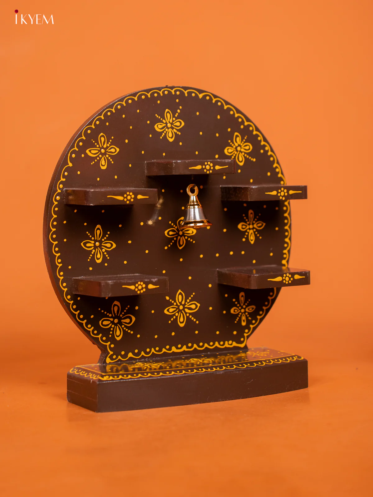 WOODEN Hand Painted ROUND SHELF -Brown - KD01134 - Image 3