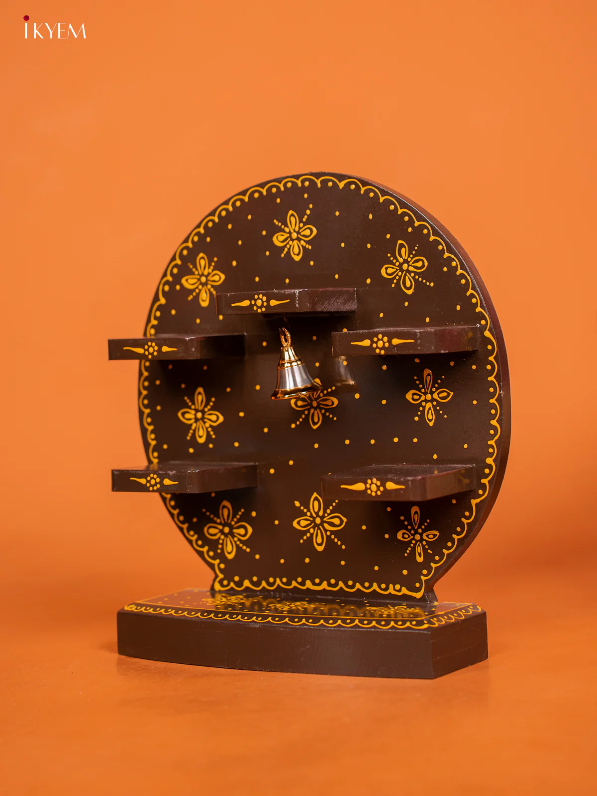WOODEN Hand Painted ROUND SHELF -Brown - KD01134 - Image 4