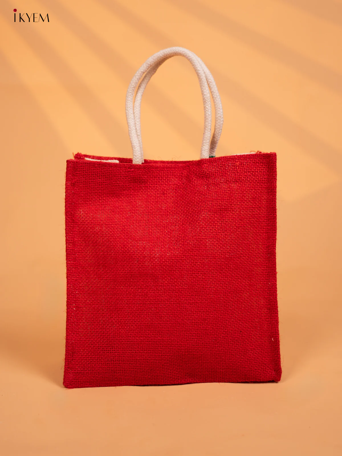 Elegant Namaste Printed Red Jute Bag - 10 Inch KD04131 - Image 4