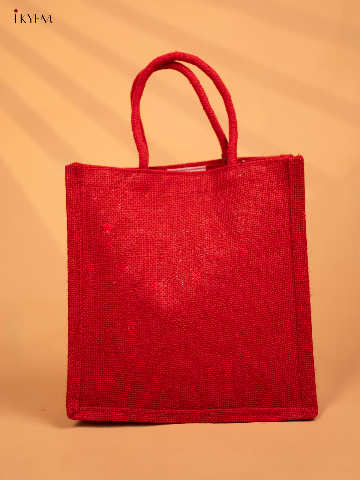 Stunning Red Half & Half Kalamkari Jute Bag with Rope Handles - KD04132 - Image 4