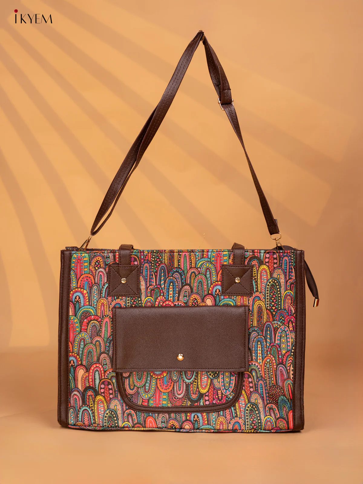Printed Rangoli Design Leather Sling and Laptop Bag - Multi Colour - KD05116 - Image 3