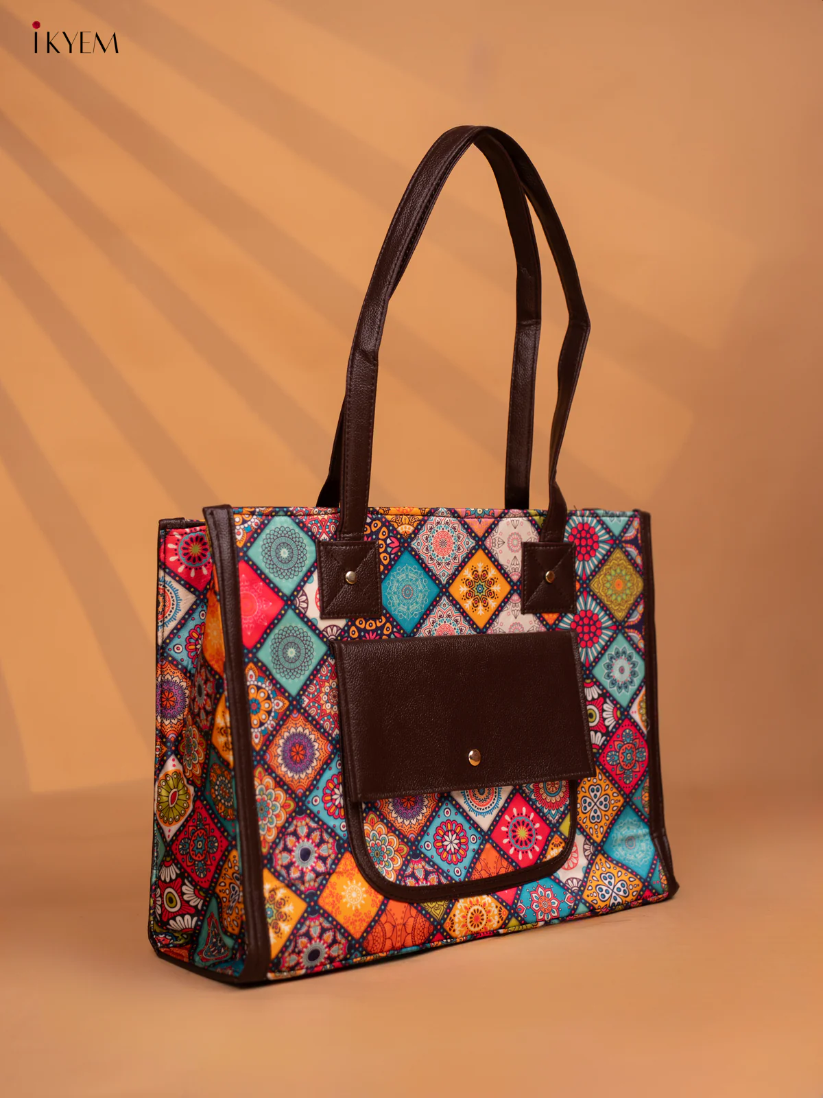 Printed Mandala Design Leather Sling and Laptop Bag - Multi Colour - KD05119 - Image 2