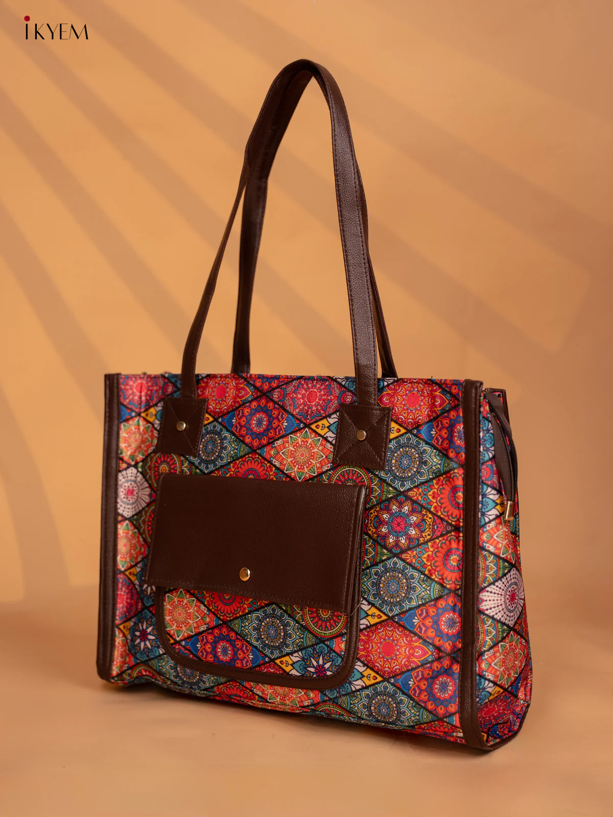 Printed Geometric Design Leather Sling and Laptop Bag - Multi Colour - KD05120 - Image 2
