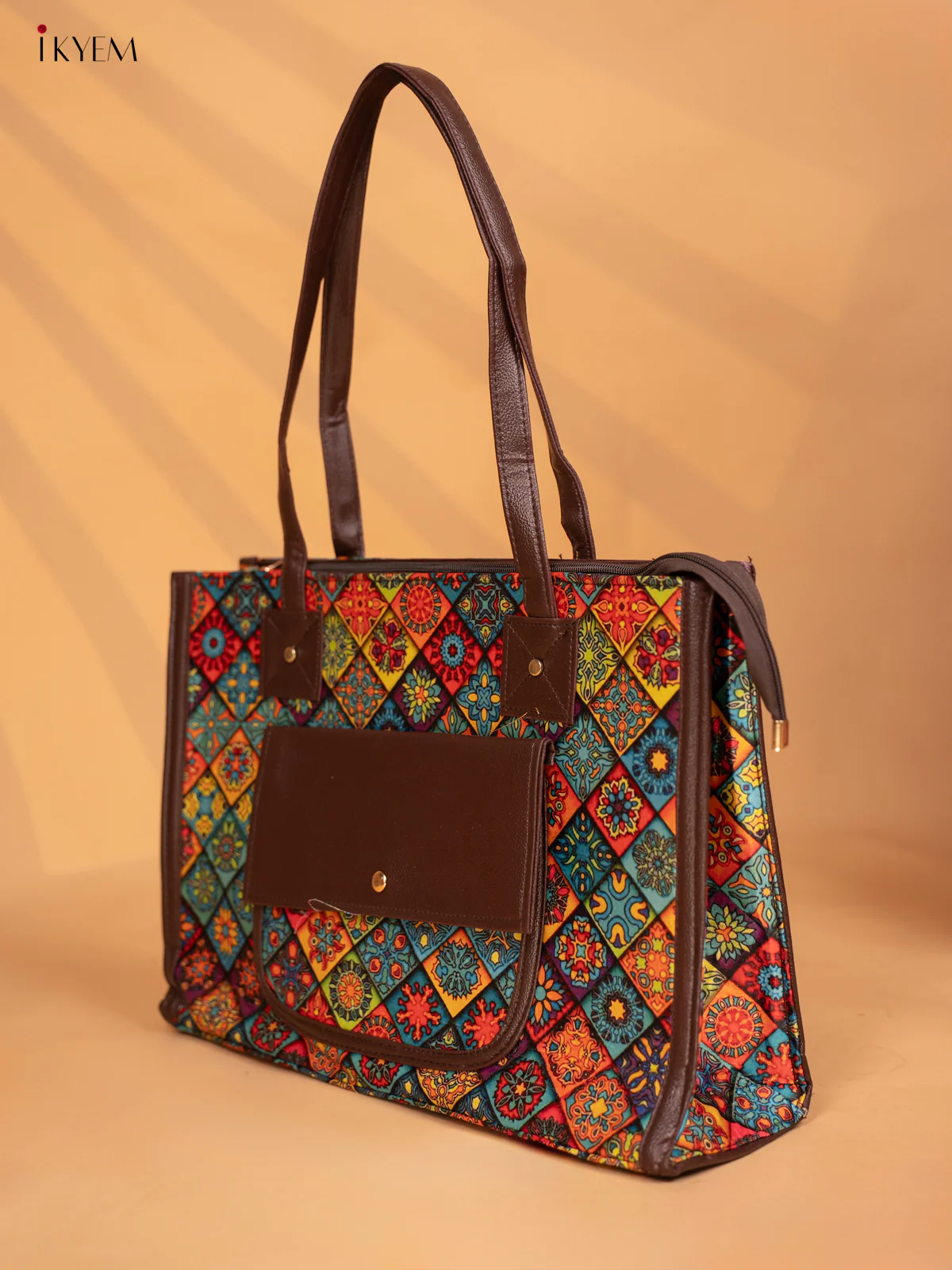 Printed Mandala Design Leather Sling and Laptop Bag - KD05122 - Image 2