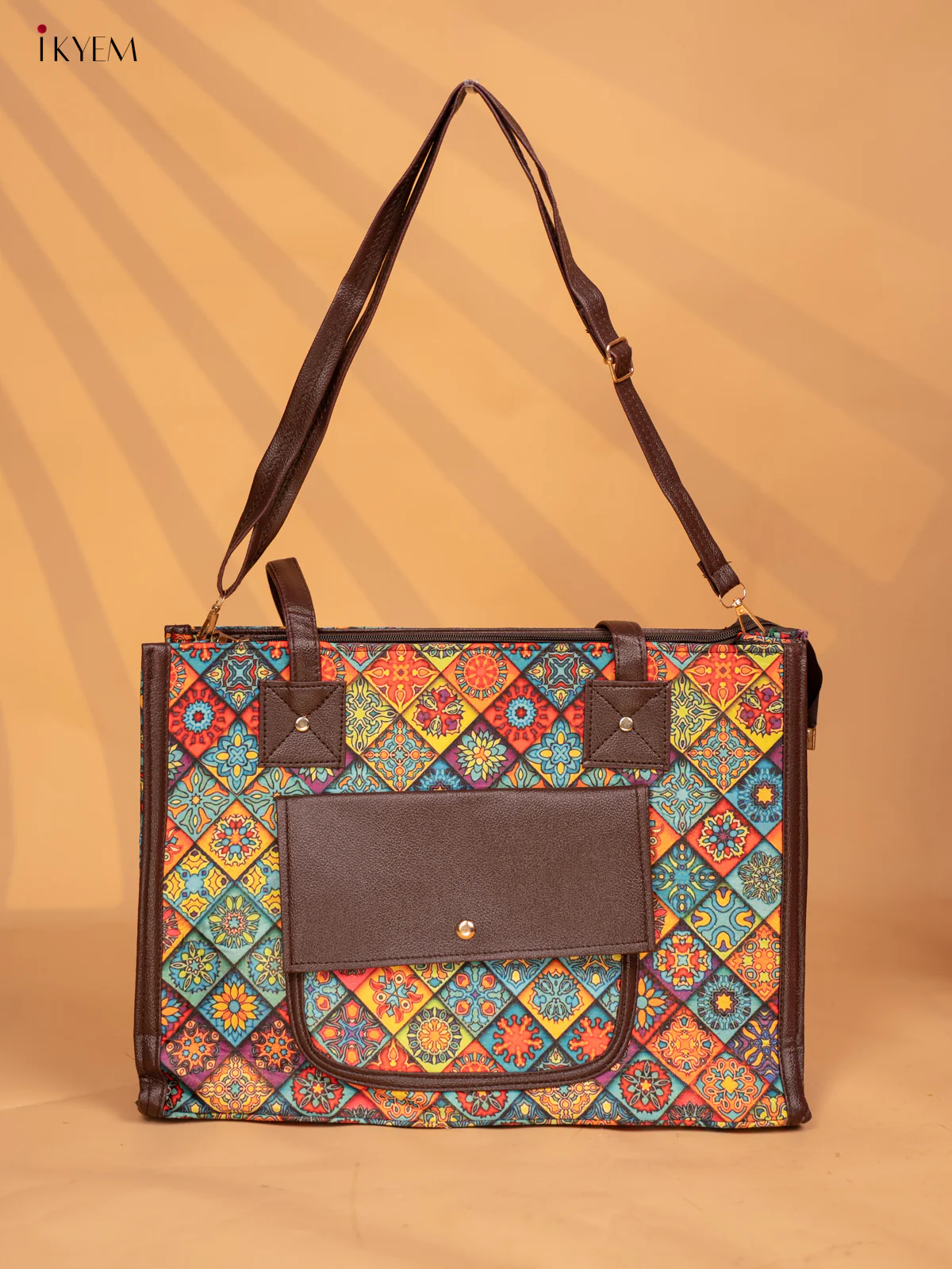 Printed Mandala Design Leather Sling and Laptop Bag - KD05122 - Image 3