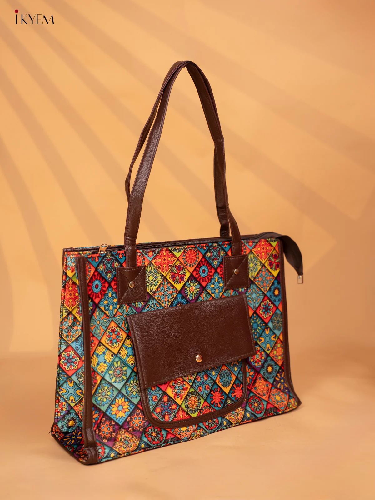 Printed Mandala Design Leather Sling and Laptop Bag - KD05122 - Image 4