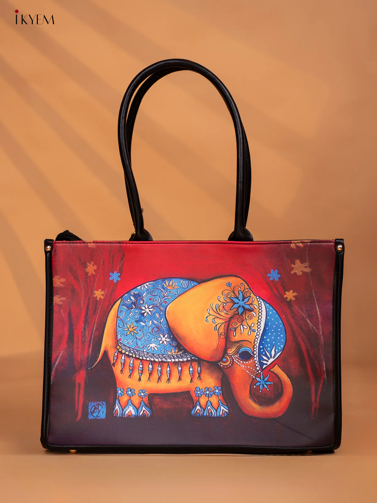Printed Handbag - Small Elephant -Red - KD05129